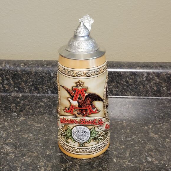 Vintage Budweiser Anheuser-Busch A Series Beer Stein Lidded - Picture 3 of 8